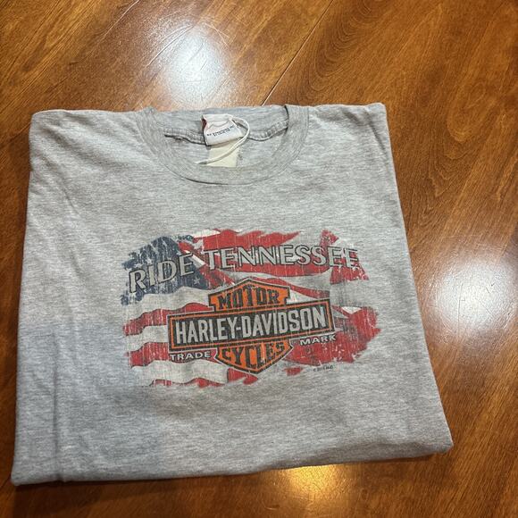 Harley Davidson T-Shirt XL Gray Ride Tennessee USA Flag Biker Motorcycle Tee - Picture 5 of 5